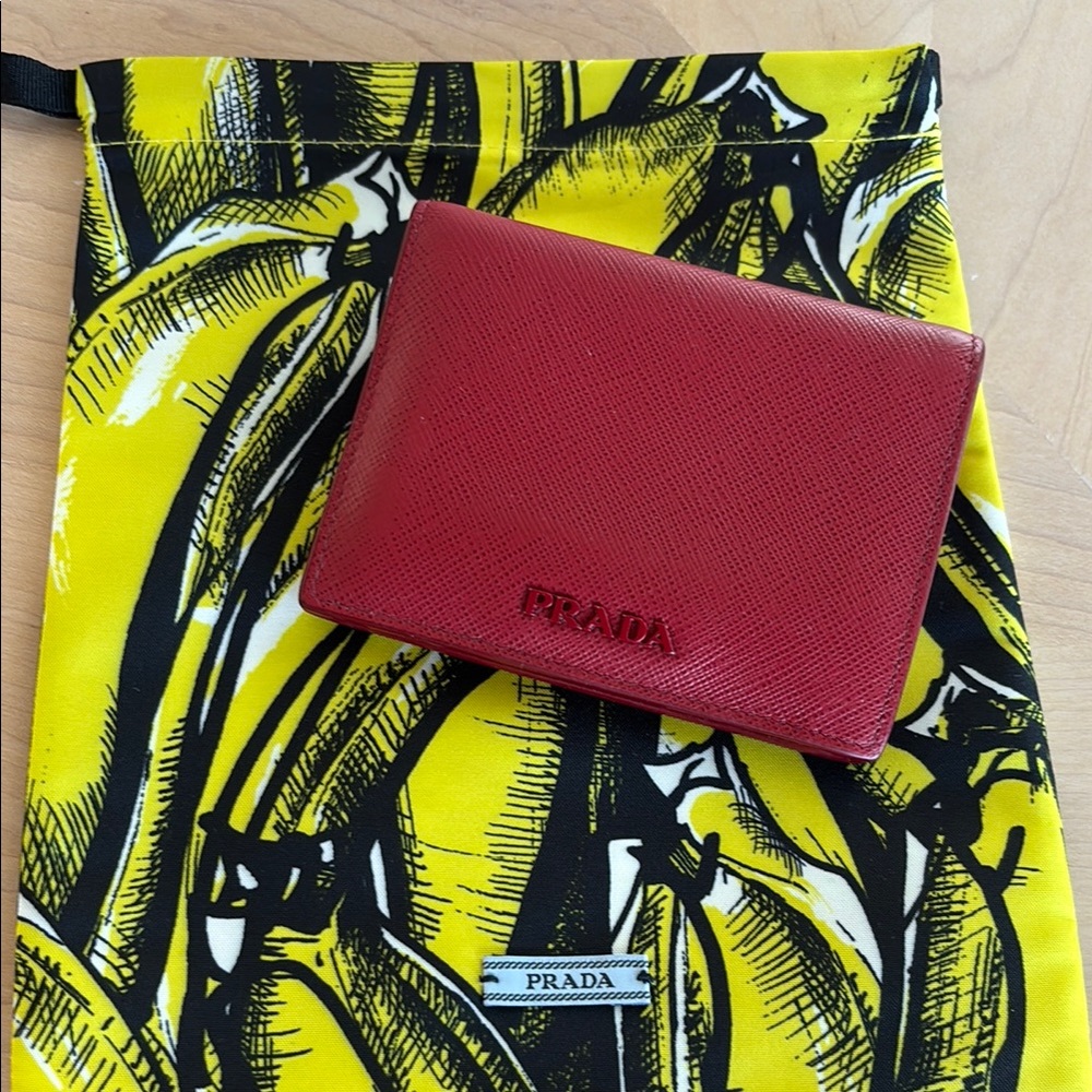 Prada Red Leather Card Holder